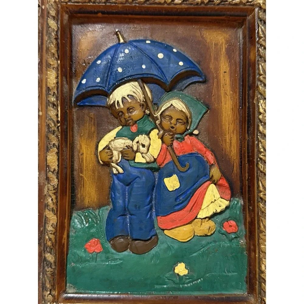 vintage 3D Hummel style wall plaque Made Of Wax